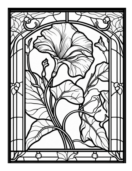 Free Flower Stained Glass Coloring Page 71