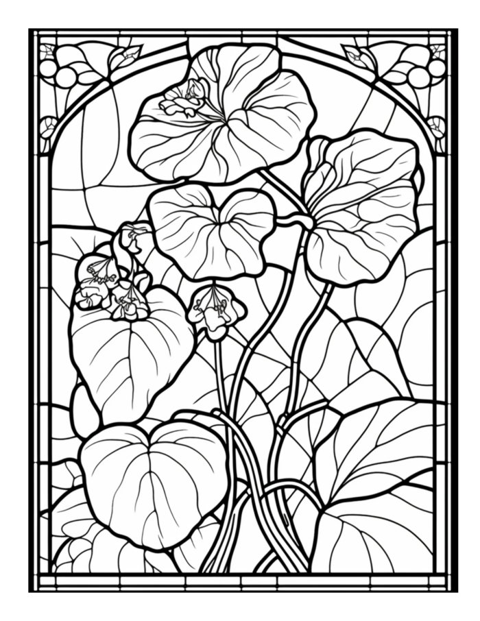 Free Flower Stained Glass Coloring Page 73