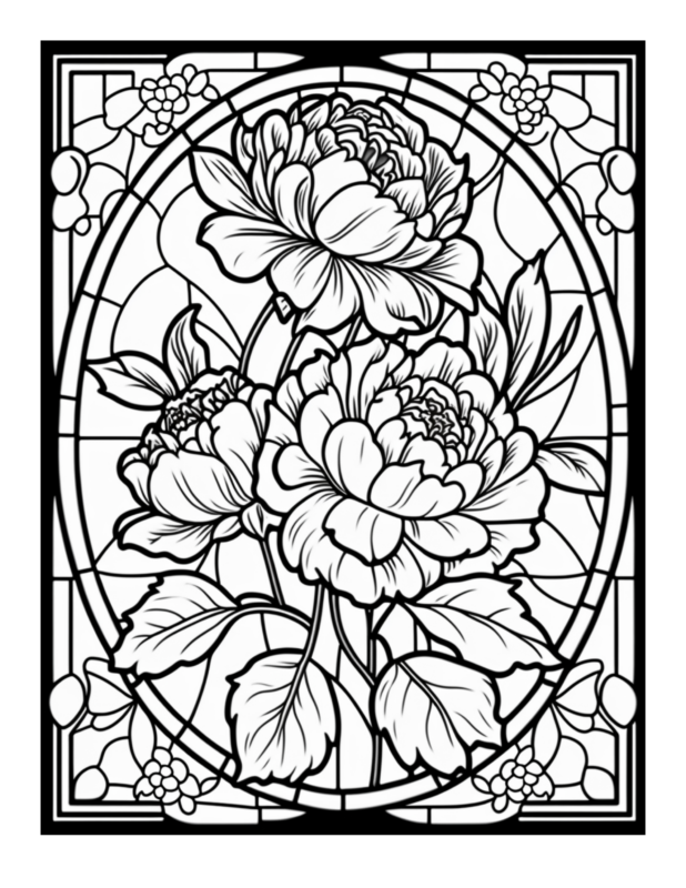 Free Printable Floral Harmony - Stained Glass Coloring Page For Kids ...