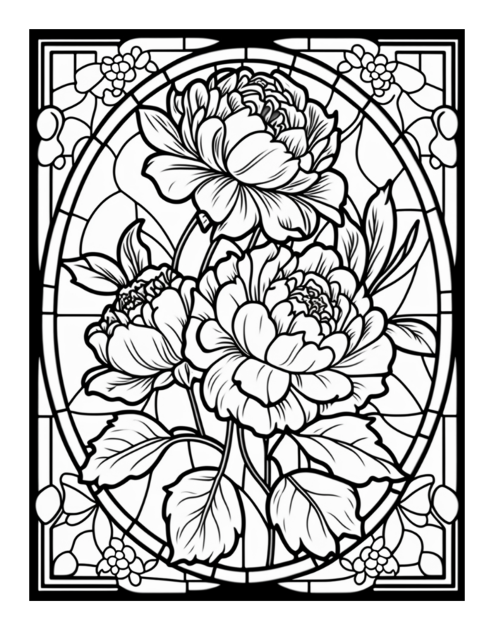 Free Flower Stained Glass Coloring Page 81