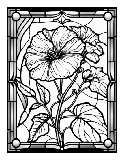 Free Flower Stained Glass Coloring Page 83