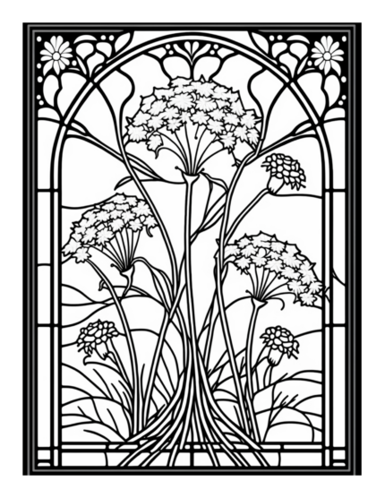 Free Flower Stained Glass Coloring Page 85