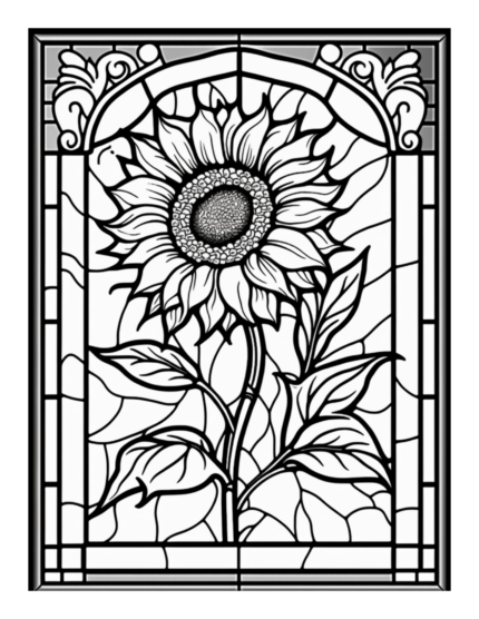 Free Flower Stained Glass Coloring Page 89