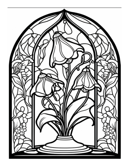 Free Flower Stained Glass Coloring Page 9