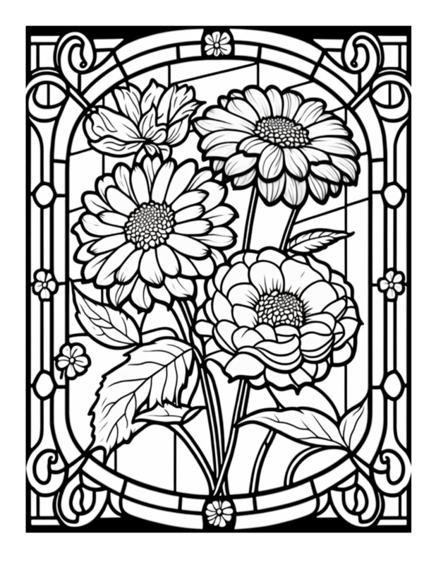 Free Printable Blossoming Beauty - Stained Glass Coloring Page For Kids ...