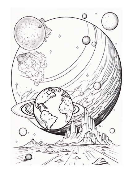 Free Earth Galaxy Coloring Page