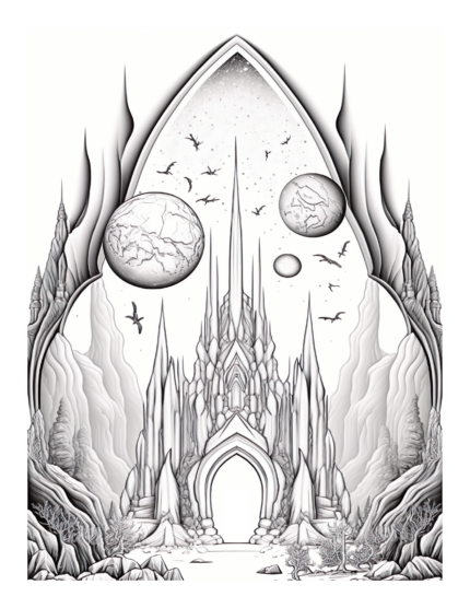FREE Galaxy Space Castle Coloring Page