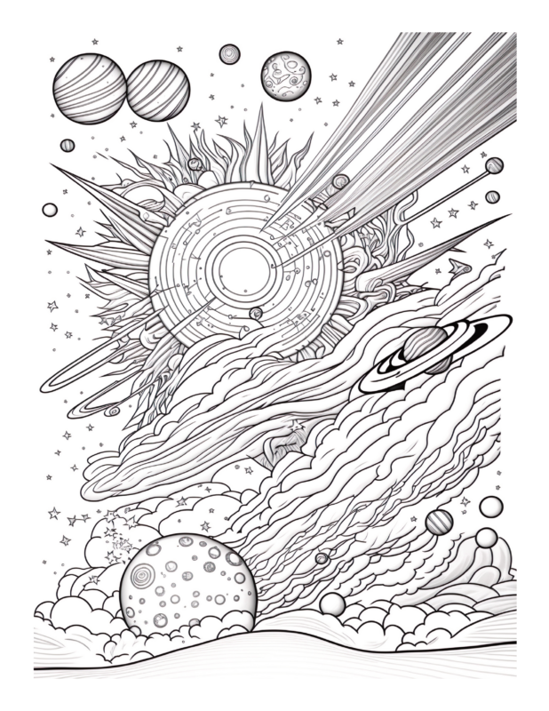 Free Printable Planetarium Art - Space Galaxy Coloring Page For Kids ...