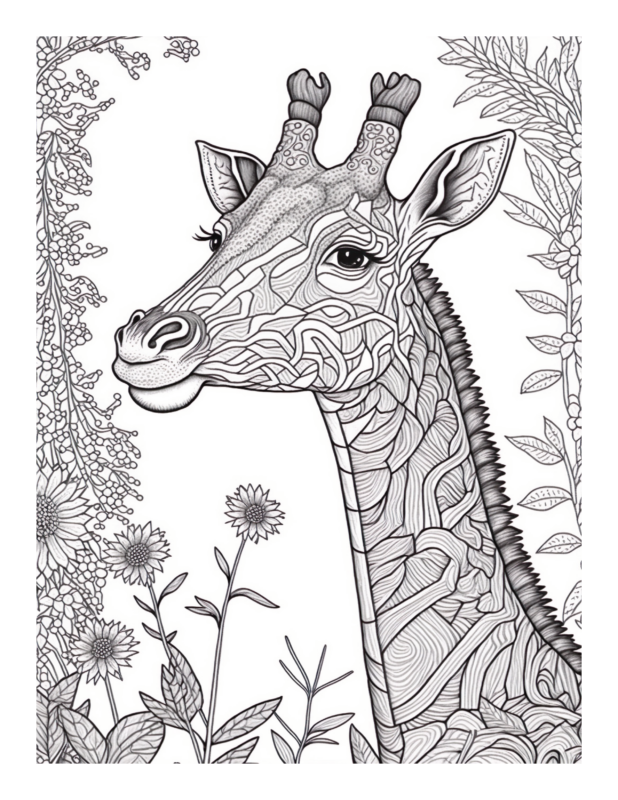 Free Printable Savanna Serenity - Giraffe Coloring Page For Kids And Adults