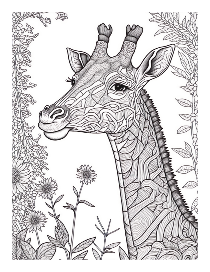 Free Giraffe Coloring Page 9