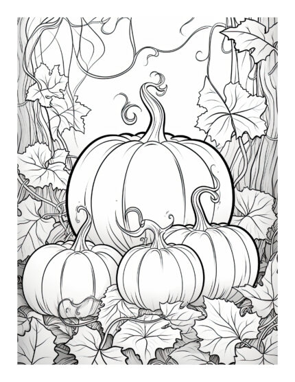 Free Halloween Pumpkin Vines Coloring Page