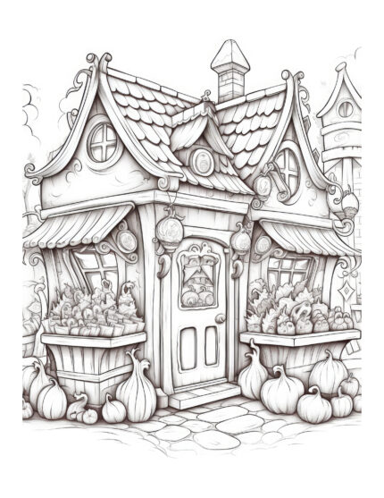 Free Halloween Pumpkin Store Coloring Page