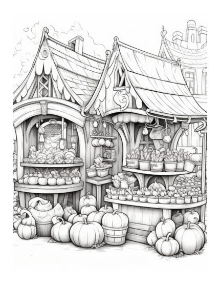 Free Halloween Pumpkin Market Coloring Page