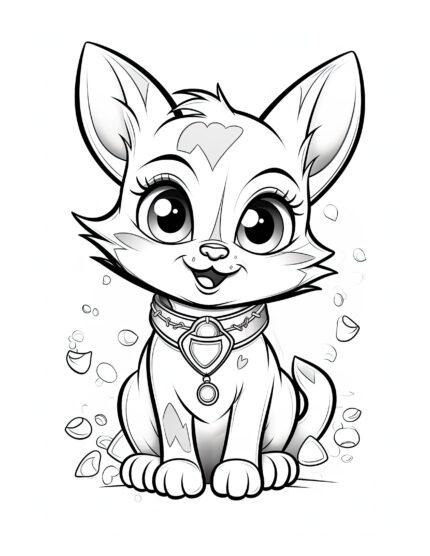 Free Halloween Girl Kitten Coloring Page