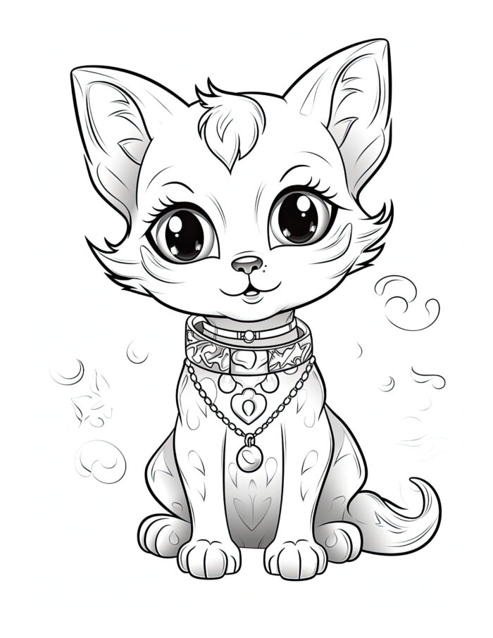 Free Halloween Girl Cat Coloring Page