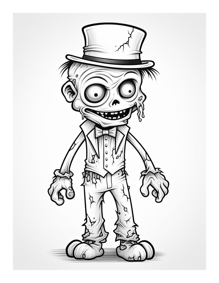 Free Halloween Zombie Coloring Page