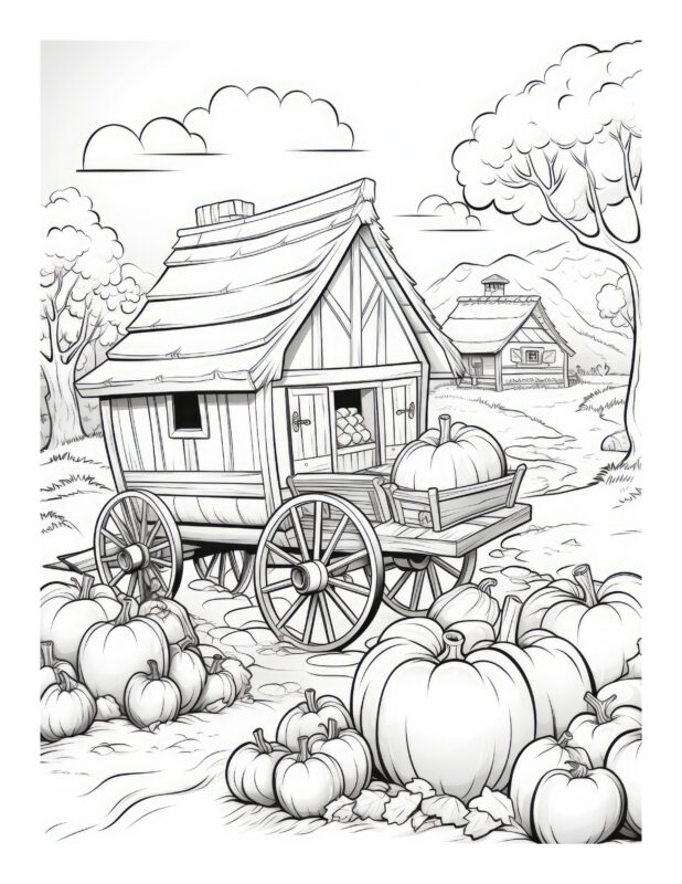 Free Halloween Pumpkin Cart Coloring Page