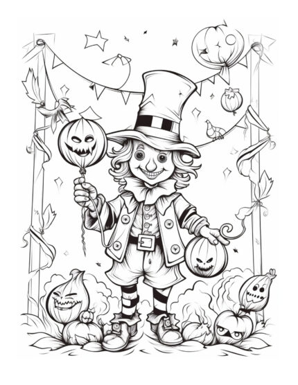 Giggles & Chills - Free Halloween Clown Coloring Page