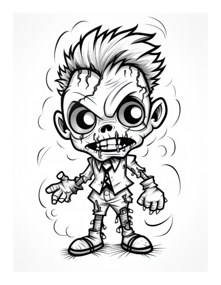 Free Halloween Zombie Coloring Page