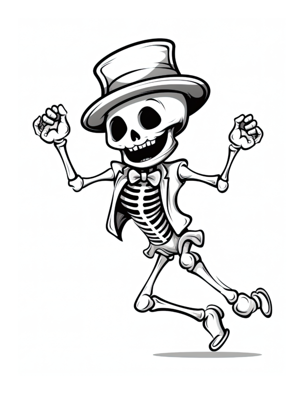 Free Printable Dancing Bones - Skeleton Coloring Page For Kids And Adults