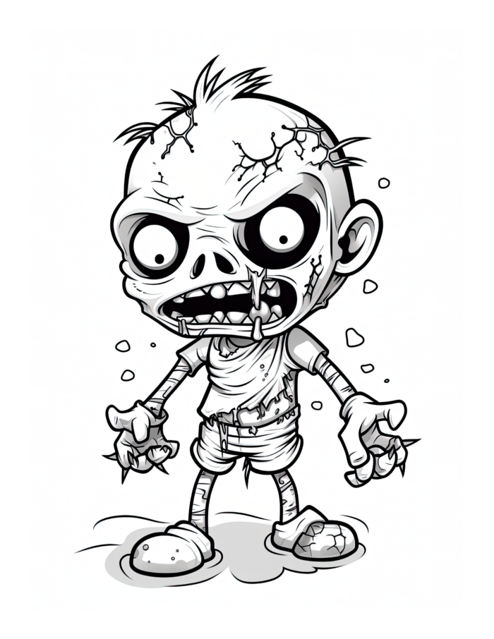 Free Halloween Zombie Coloring Page