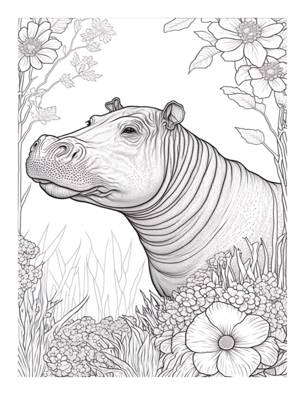 Free Printable Riverbank Royalty - Hippo Coloring Page For Kids And Adults