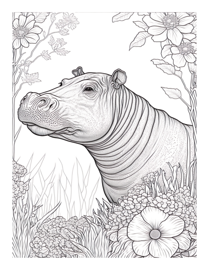 Free Hippo Coloring Page 33