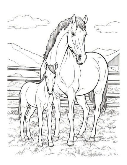Free Horse Coloring Page 7