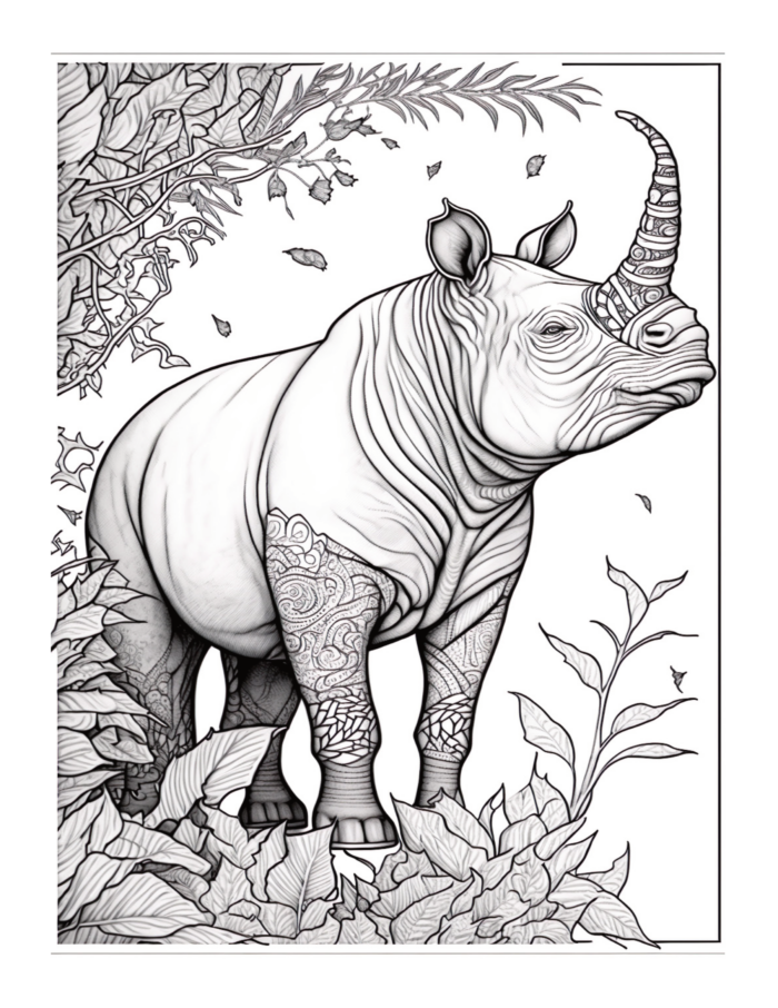 Free Rhino Coloring Page 79