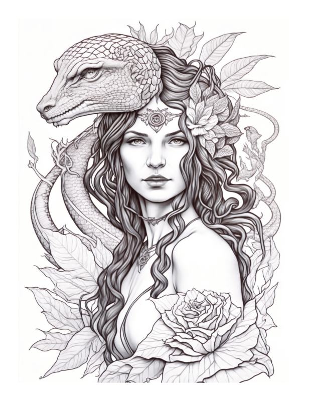 Free Printable Enchantress Elegance - Lamia Coloring Page For Kids And ...