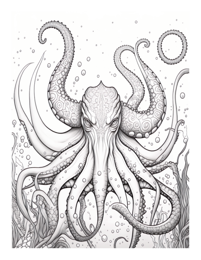 Free Mystical Creature Kraken Coloring Page: Dive into the Depths of Imagination