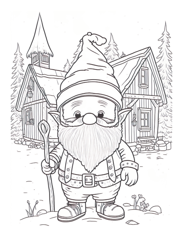 Free Mystical Gnome Coloring Page: Enter the Enchanting Realm