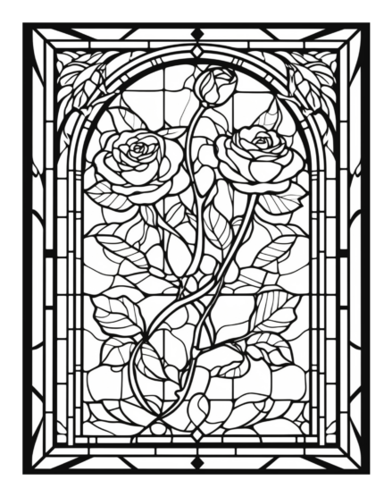 Free Flower Stained Glass Coloring age 87