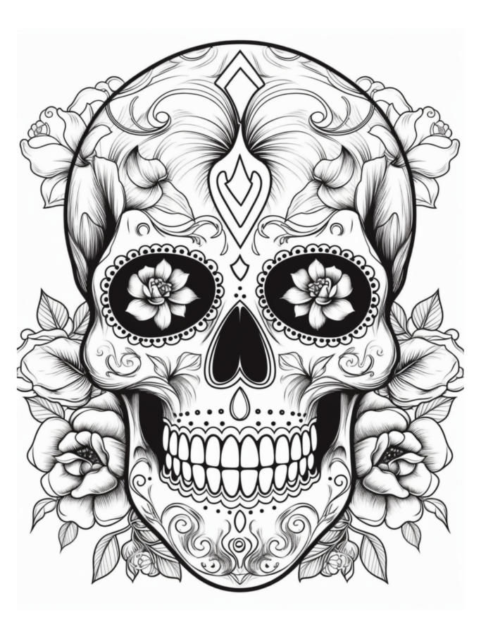 Skull Candy Colorful Calaveras Coloring Page 5