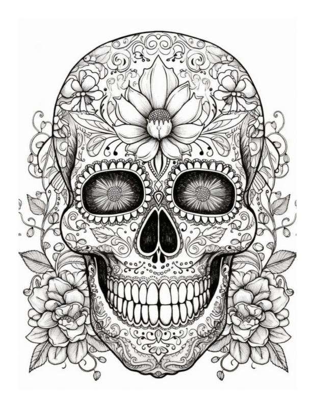 Free Printable Sugar Skull Spectacular - Sugar Skull Coloring Page For ...