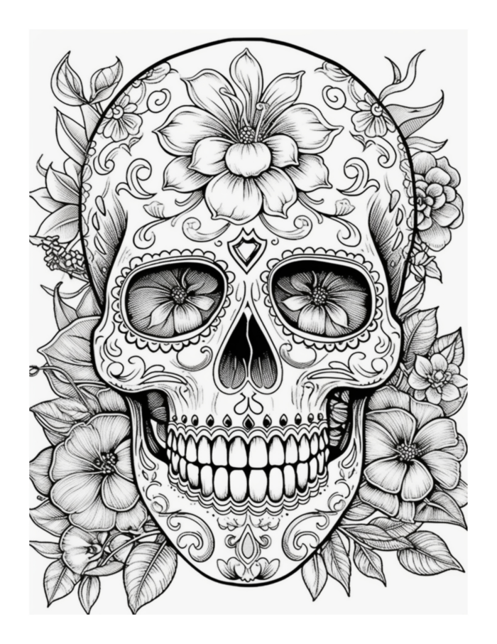 Sugar Skulls Colorful Calaveras Coloring Page 17