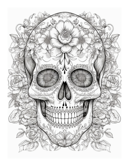 Sugar Skulls Colorful Calaveras Coloring Page 19