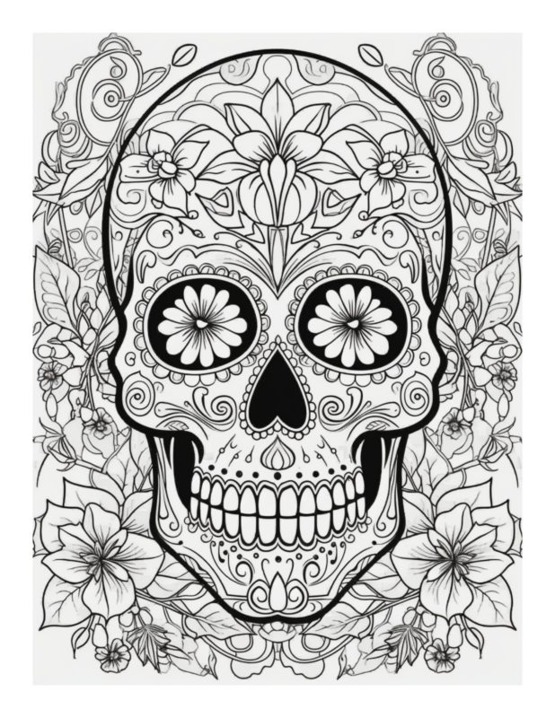 Free Printable Day Of The Dead Marvels - Sugar Skull Coloring Page For ...