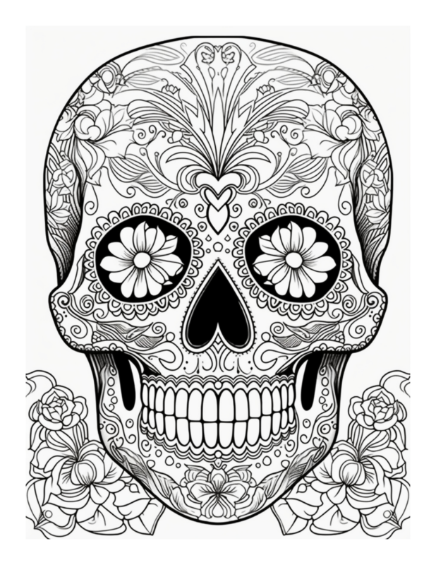 Free Printable Artistic Sugar - Sugar Skull Coloring Page For Kids And ...