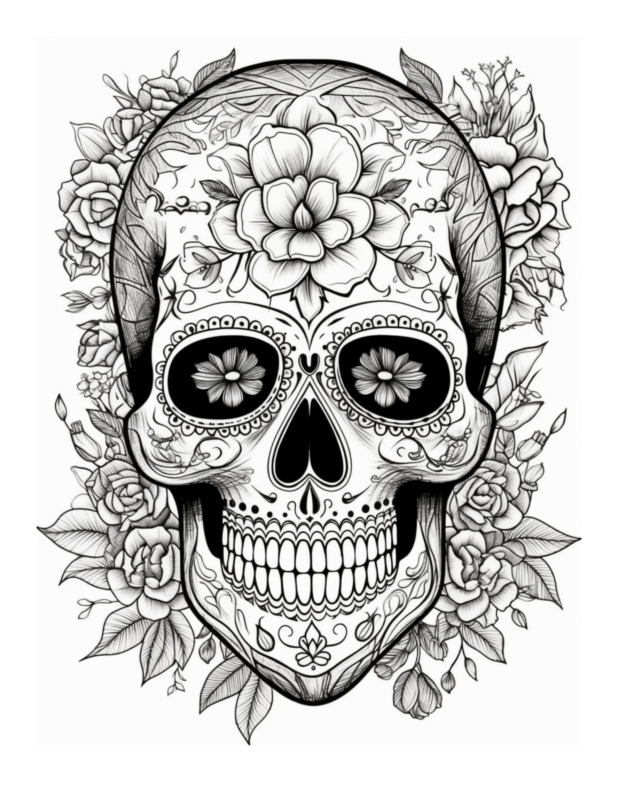 Free Printable Artistic Calaveras - Sugar Skull Coloring Page For Kids ...