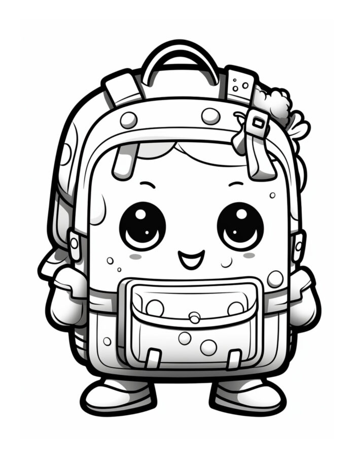 Free Back to School Smiling Backpack Coloring Page
