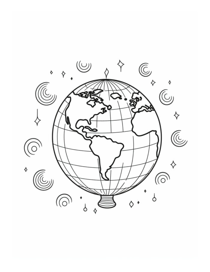 Free Back to School Globe Coloring Page