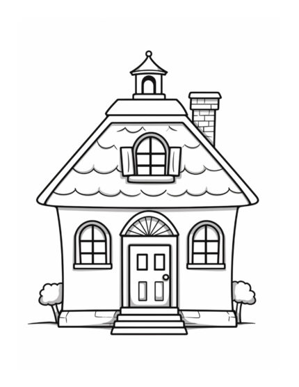 Free Cartoon Schoolhouse Coloring Page