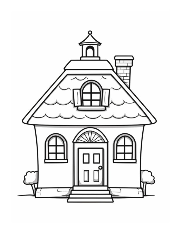 Free Cartoon Schoolhouse Coloring Page