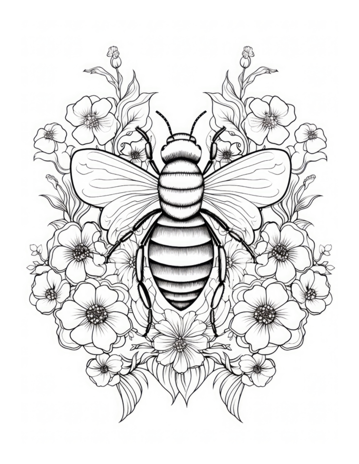 Free Bee Coloring Page 1