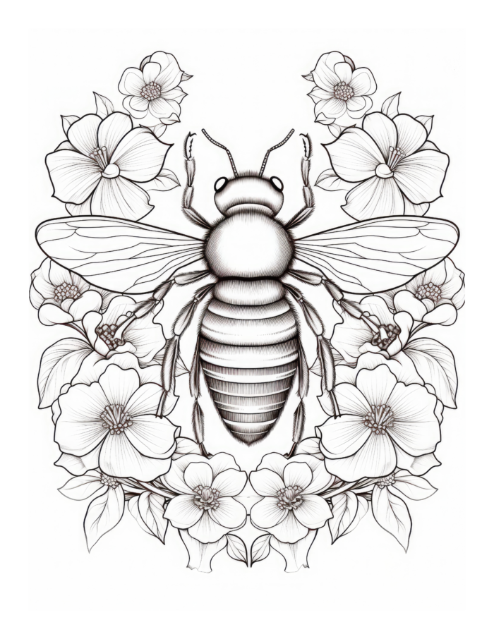 Free Bee Coloring Page 2