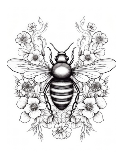 Free Bee Coloring Page 3