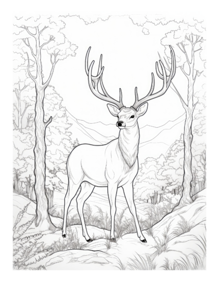 Free Deer in the Forest Coloring Page