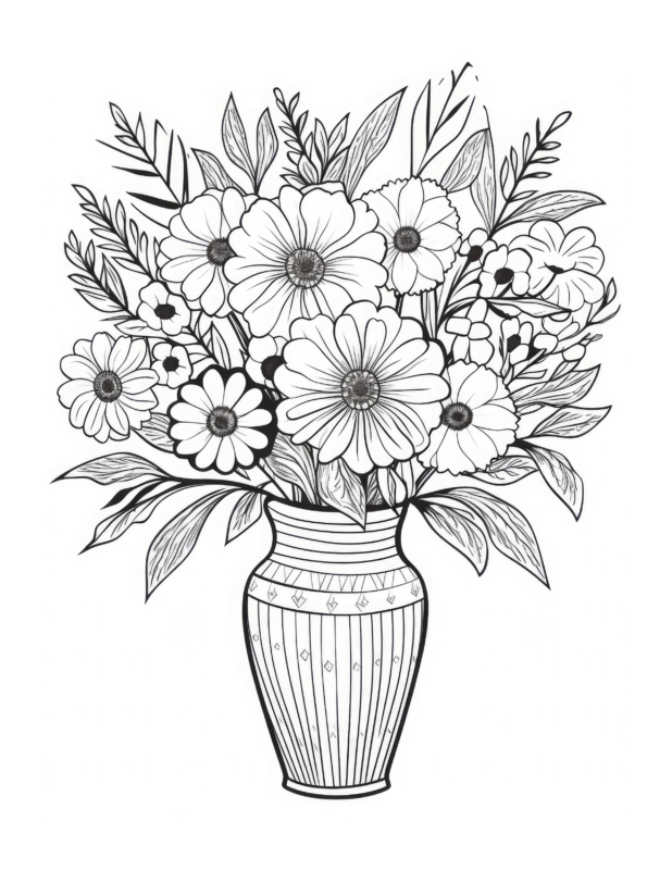 Free Printable Botanical Beauty - Flower Coloring Page For Kids And Adults