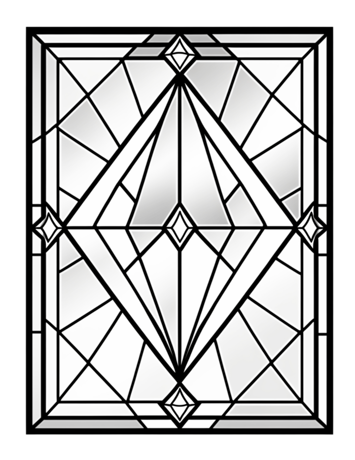 Free Geometric Shapes Stained Glass Coloring Page 11